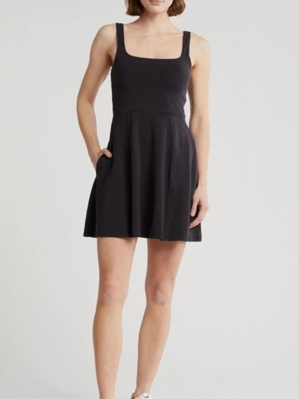 Beyond Yoga Charmed Fit Flare Mini Dress Black Pickle Ball Tennis XLarge